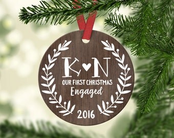 Engagement Gift for Couple Engagement Ornament Engagement Gifts for Best Friend Engagement Gifts Her First Christmas Engaged Ornament Wood