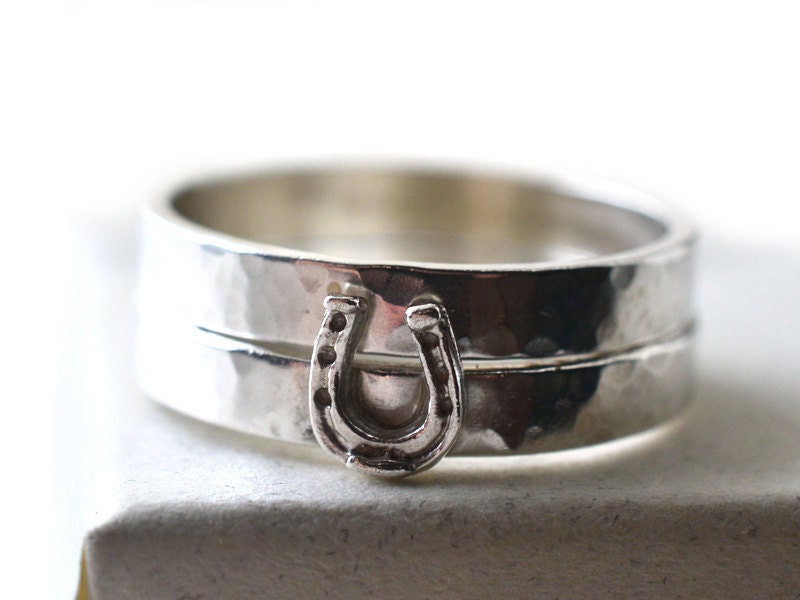Silver Horseshoe Ring Lucky Horseshoe Charm Ring Custom