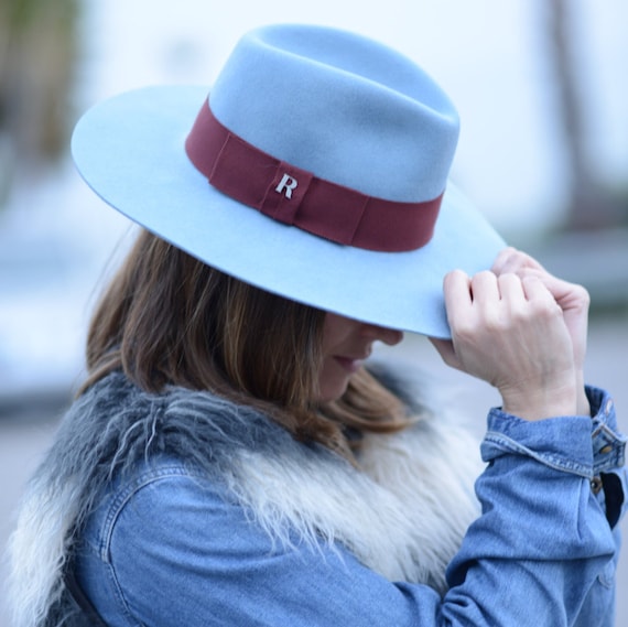Baby Blue Fedora Wool felt Hat elegant sweet Odissey