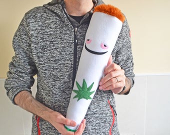 Medical marijuana cigarette pillow plush plushie cushion weed happy stoned spliff joint cig smoke cannabis grass