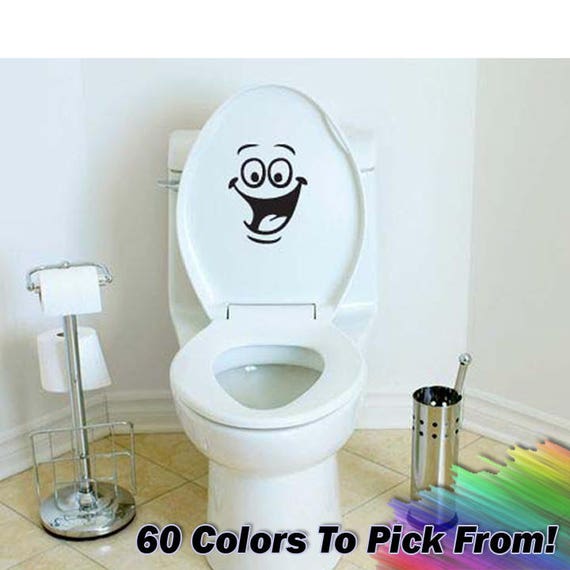 Items similar to Smiley Face Toilet Decal Vinyl Wall Mural Art Home ...