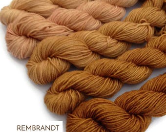 Washable Mini Skeins, Mini Skein Set, Mini Skein Yarn Sets, Brown Gradient Yarn, Gradient Set, Hand Dyed Yarn, Luxury Yarn, Knitting Yarn
