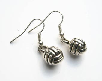 3D Volleyball Earrings, Personalized V Ball Earrings, Sports Hobby Jewelry, Volleyball Jewelry, Dainty Volleyball Charm, Antiqued Silver