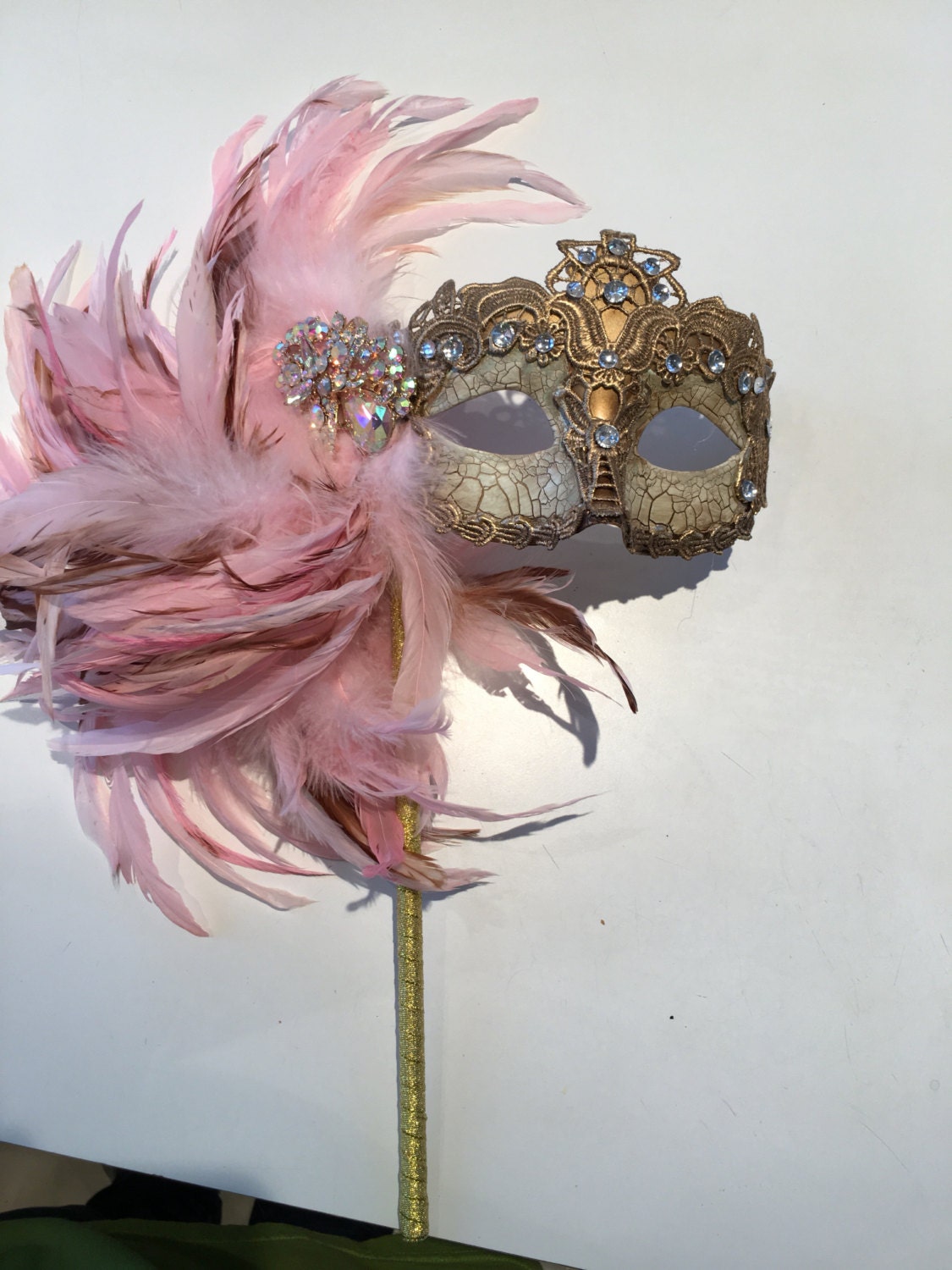 Mask on a Stick Pink Mask Mardi Gras Mask Carnival mask