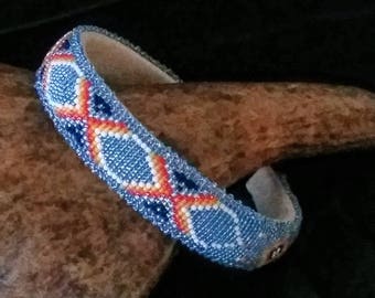 Native American Beaded Headband/Seed Beaded Headband/Hand Beaded/Native Made