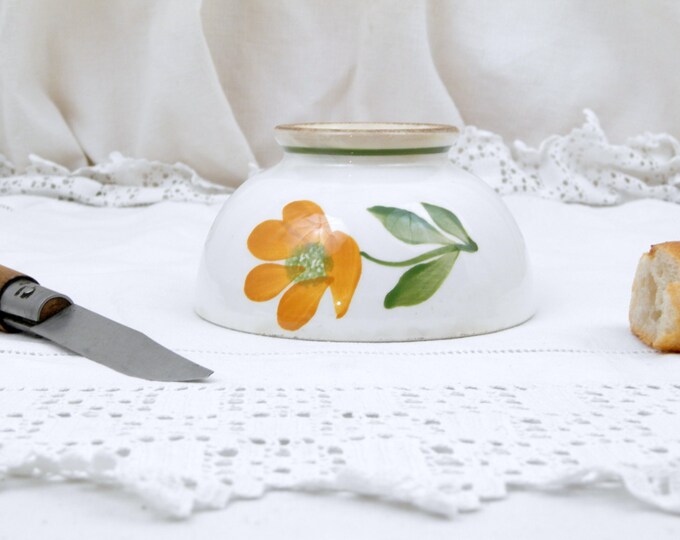 Antique French Ceramic Hand Painted Floral Pattern Café au Lait Coffee Bowl, French Country Decor, Rustic, Vintage, Digoin, Cottage, Chateau