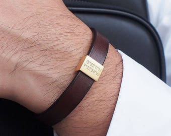Personalized Bracelet for Him / Coordinates Bracelet / Mens Bracelet / Personalized Gift for Him / Father's Day gift / Groomsman gift - LB01