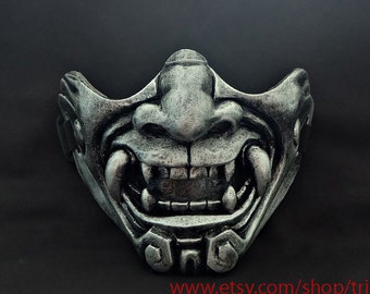 Half cover Knight Samurai Mask, Airsoft mask, Halloween Costume Cosplay Steampunk Wall Mask, Hannya Kabuki Evil Demon Onimaru Mask MA229