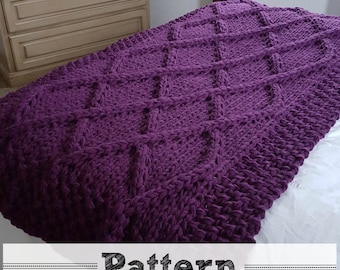 DIY Knitting PATTERN Throw Blanket / Rug Super Chunky Double