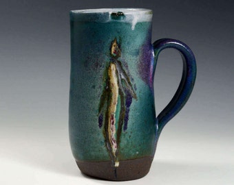 Pottery Mug 14 oz, hand thrown mug, stoneware mug, handmade ceramic cup, pottery mug, unique coffee mug, ceramics and pottery.