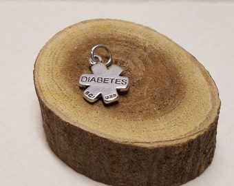 Sterling Silver Diabetes Medical Alert Charm Single Charm Double Sided