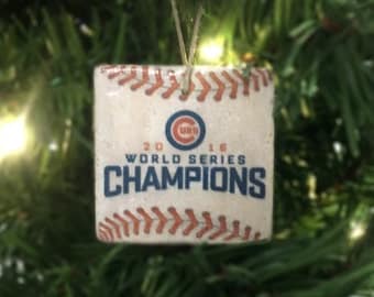 Chicago Cubs World Series Ornament (Set of 4 Designs: World Series Champions, Cubs Win, Cub Logo, #FlyTheW) 2x2 Tile Christmas Ornament