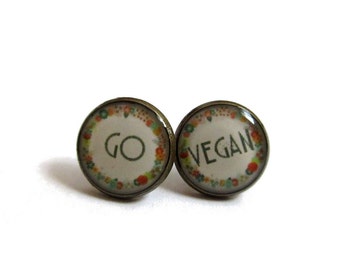 VEGAN earrings - vegan jewelry - Nature I heart - vegan gift - vegetarian - eat clean - healthy eating - handmade jewelry - gift for her