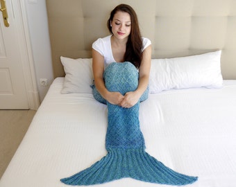 148E - mermaid blanket KNITTING PATTERN knitted mermaid blanket PDF file