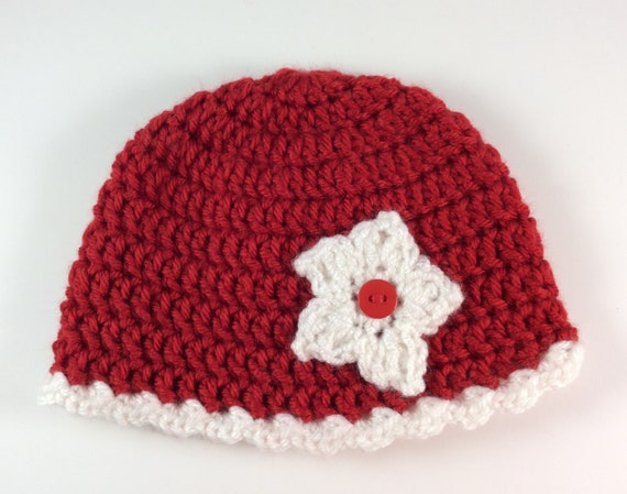 Items similar to Crochet Christmas Newborn Hat Baby Girl Take Home ...