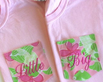 Big Little Sorority Shirt with Lilly Pulitzer Pocket - LIMITED EDITION