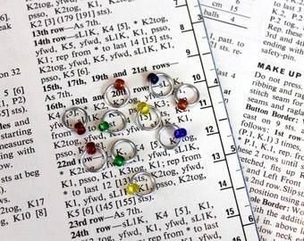 SILVER RAINBOW stitch markers for knitting, ring stitch markers, notions, snag free, knitting tools, handmade, stitch marker set
