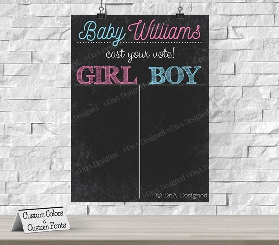 Boy or Girl Cast Your Vote Chalkboard Print Baby Shower