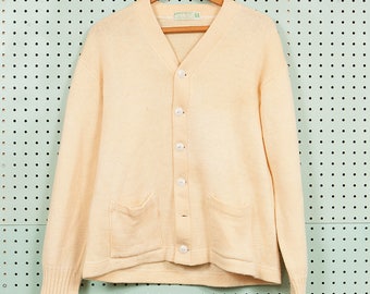 40s/50s Vintage Cardigan Varsity Sweater Size 44 M/L Imperial Knitting Mills Cream/Ivory 100% Wool Milwaukee WI Wisconsin