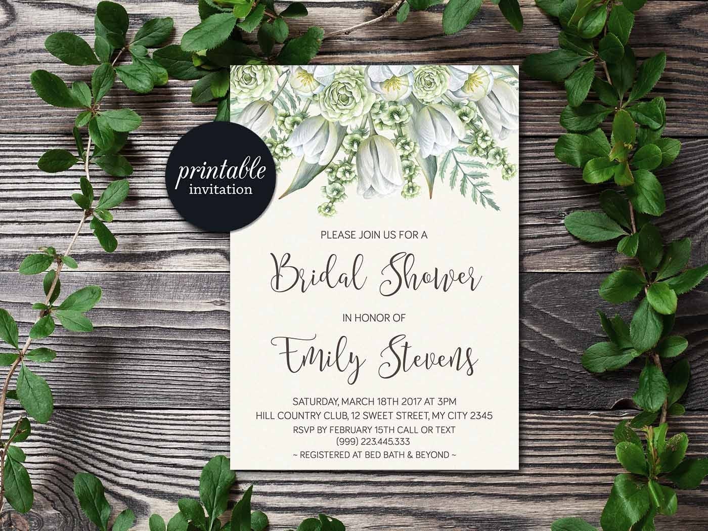 Floral Bridal Shower Invitation Greenery Bridal Shower 4070