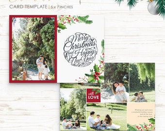 Christmas Card Template - Holiday Card Template - Photo Card Template - Instant Download - CRC010