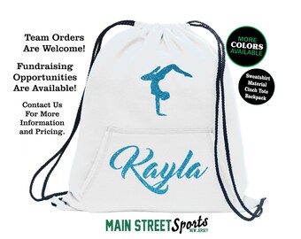 GYMNASTICS BAG with Name. Gymnastics Tote. Gymnastics Cinch Bag. Gymnast Bag. Gymnastics Backpack. Gymnast Tote. Sports Bag. Dance Tote.