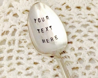 Customized Hand Stamped Spoon With Your Own Message Text Personalized Gift