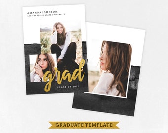 Senior Graduation Announcement Template for Photographers PSD Flat card - Graduation Template - Photography Template G046