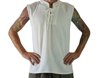 ROGUE SHIRT CREAM - Renaissance Shirt Festival Clothing Pirate Shirt Costume Medieval Shirt Viking Shirt Tunic Vest Steampunk Shirt