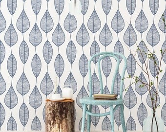 Stripy Leaf Wallpaper / Traditional or Self Adhesive Wallpaper M1001