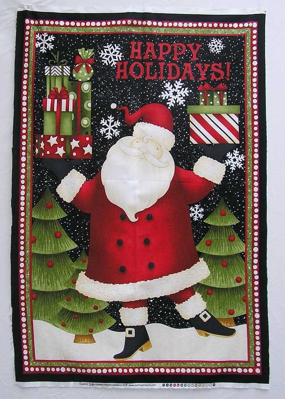 Father Christmas Panel Santa Claus fabric panel Christmas