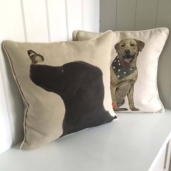 christmas black lab pillow