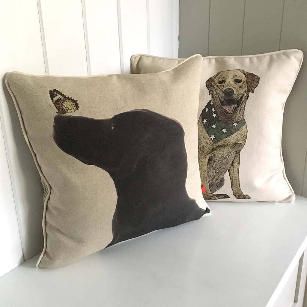 black lab pillows hooked