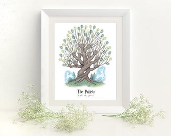 Harry Potter Wedding Whomping Willow Patronus Color Thumbprint Tree Guestbook Print