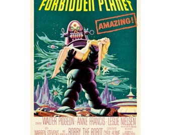 FORBIDDEN PLANET Movie Poster - Starring Robby The Robot - Classic Science Fiction Adventure Movie Poster - Vintage Film Print / Posters