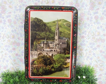 French Vintage Tin - Vintage French Tin - Decorative Tin - Vintage Tin - French Tin - Brocante - French Decor - Religious Tin
