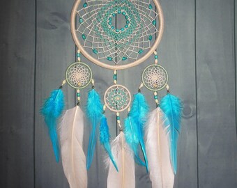 Dreamcatcher "Echoes of Spring" \ Large Dream catcher \ attrape reves \ Traumfanger \ Acchiappasogni \ blue mobile \ Wall Hangings \ Decor