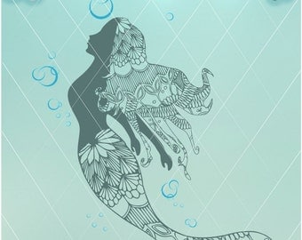 Download Mermaid SVG Mermaid Mandala Mermaid Shirt Mermaid Decal