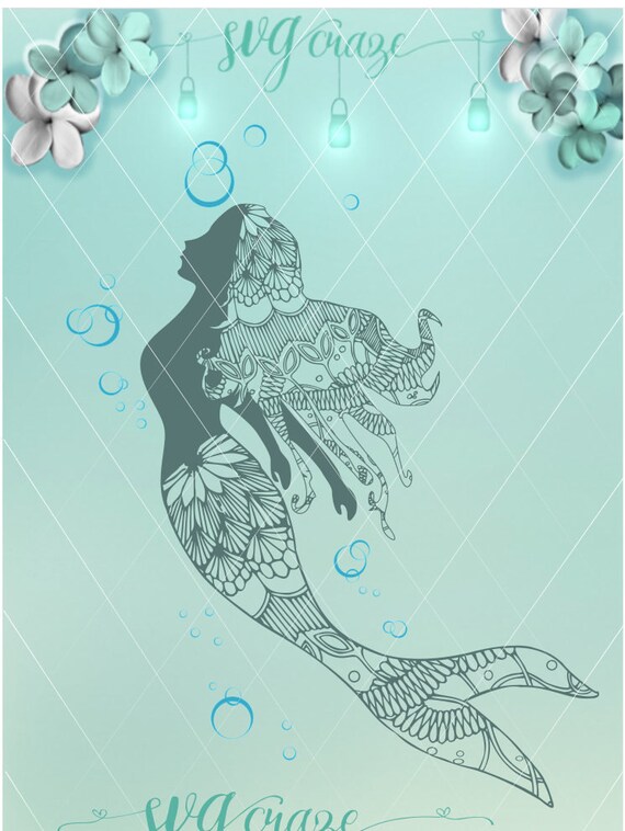 Download Mermaid Mandala / Mandala SVG / Zentangle Svg / Mermaid decal
