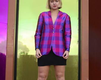 SALE! 80s Plaid Disco Jacket