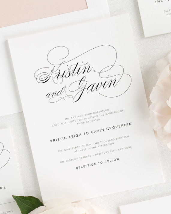 Script Elegance Wedding Invitations Sample