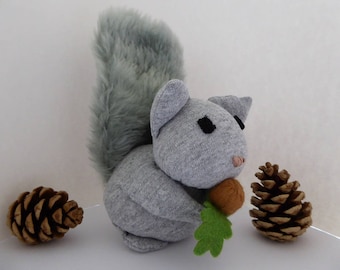 Handmade fabric squirrel ornament