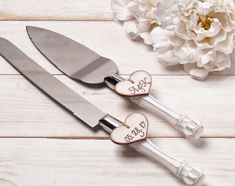 Cake Serving Set Rustic Wedding Cutting Knife Servers Cake Serving Set Rustic Wedding Cutting Knife Servers