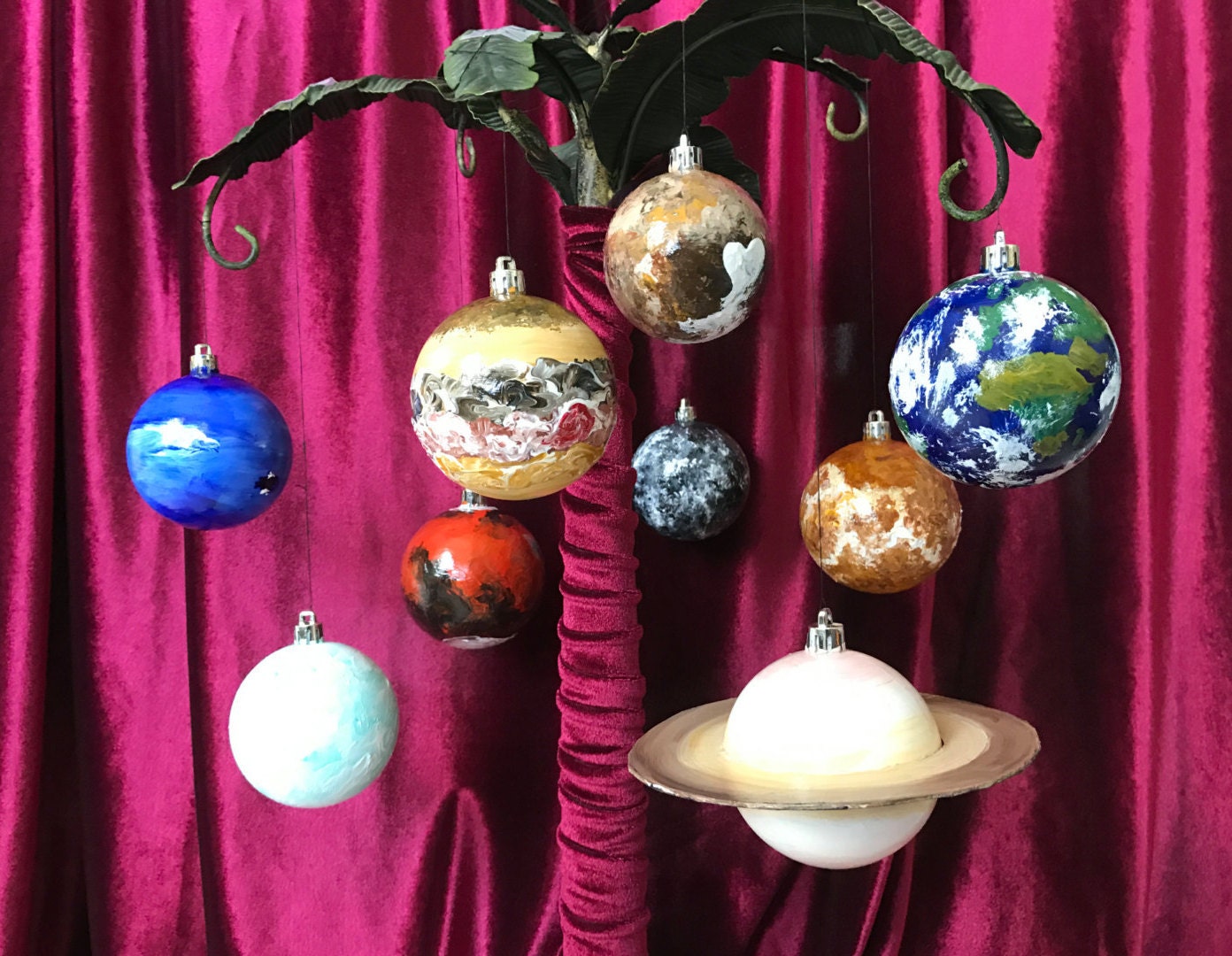 Hand-Painted Shatter-proof Ornaments Solar System Complete 9