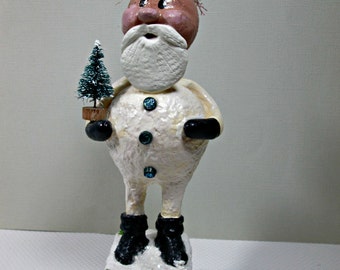 Santa Claus Handmade OOAK Original - Papier Mache Sculpture - Santa Collectors - USA Shipping Included
