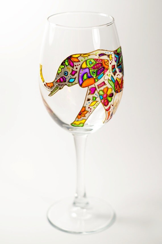 Elephant Gifts Elephant Wine Glasses Hand Painted Wedding