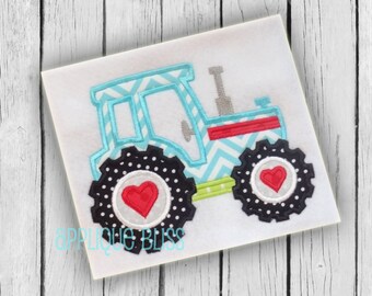 Valentine's Day Tractor Applique Design - Valentine's Day Tractor Embroidery Design - Valentine's Day - Boys - Farm