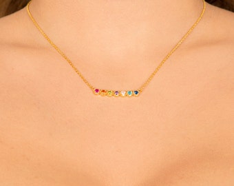 Personalized Birthstone Necklace, Necklace, Mothers Necklace, Mother Jewelry, Seven Birthstones Necklace, Gift For Mothers, Christmas Gift