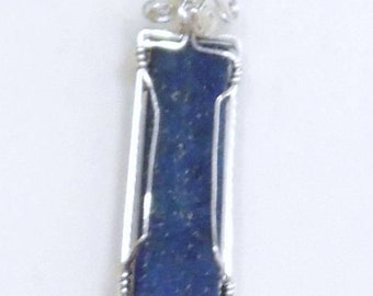 Lapis Lazuli Gemstone Pendant, Wire Wrapped Pendant, Hand Made in America, Healing Pendant, Blue Pendant, Gifts for Her, Gemstone Pendant