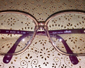 Vintage Austrian 80's Animal Print/ Magenta/ Dark Pink / Gold/ Silhouette Glasses/ Frames/ Designer Sunglasses